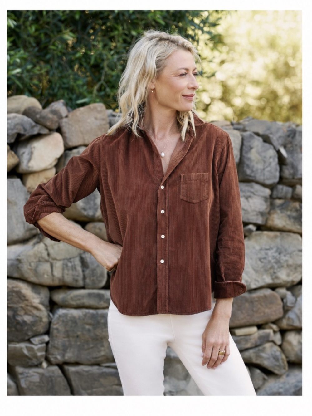 NWOT Frank & Eileen “Eileen” Wide-Wale Corduroy Shirt Rust XS